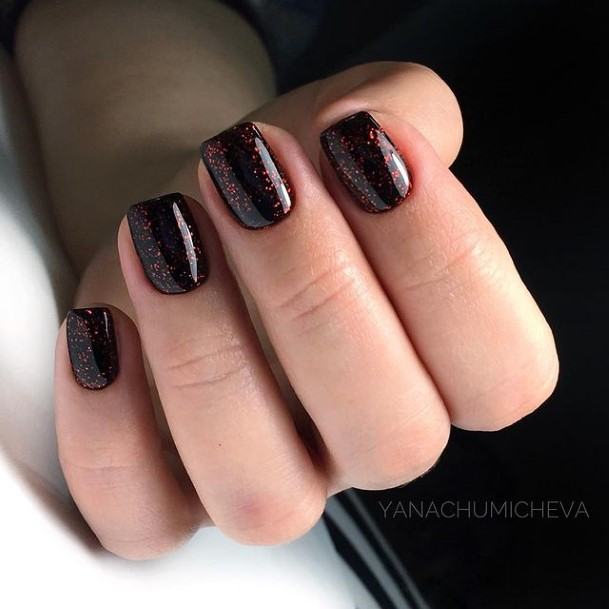 Aesthetic Red And Black Nail On Woman