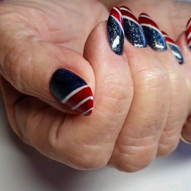 Aesthetic Red And Blue Nail On Woman