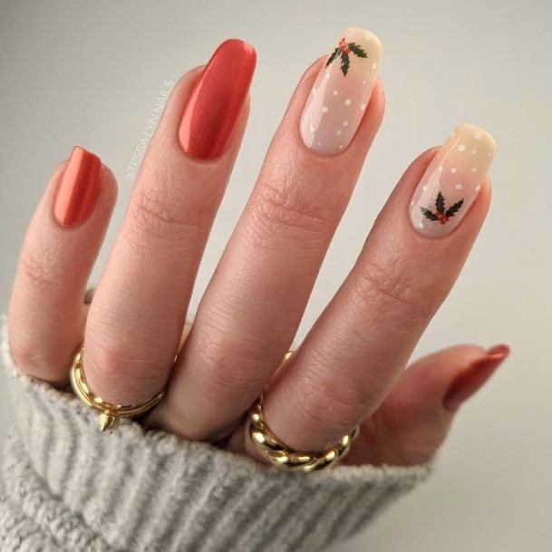 Aesthetic Red And Nude Nail On Woman