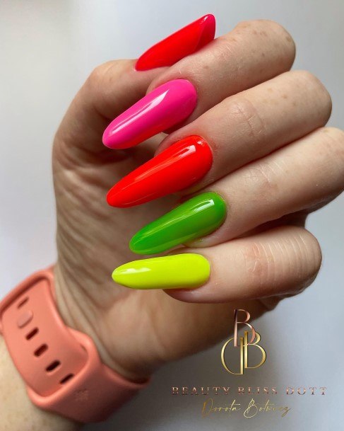 Aesthetic Red And Yellow Nail On Woman