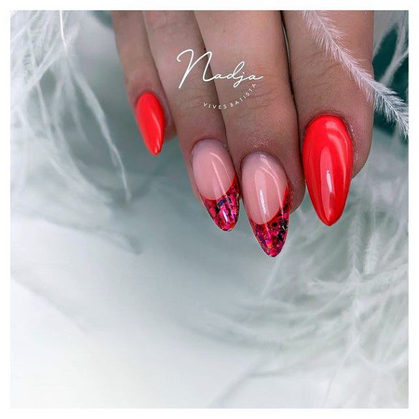 Aesthetic Red Dress Nail On Woman