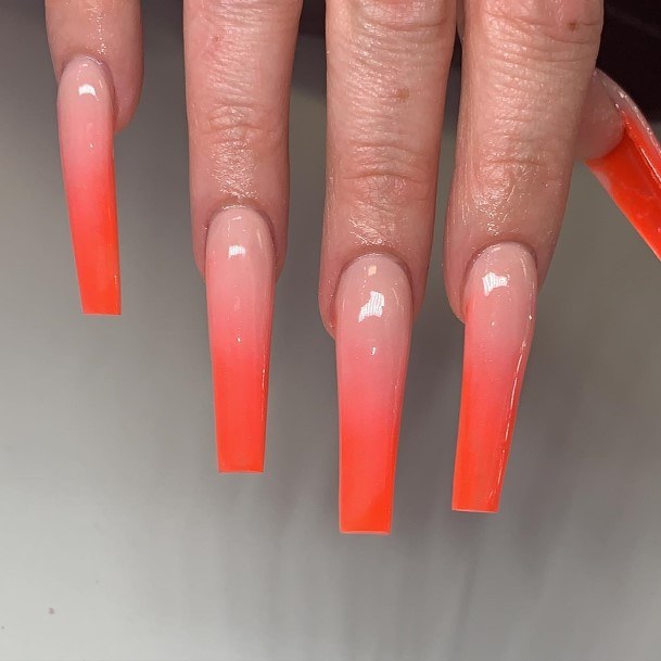 Aesthetic Red Ombre Nail On Woman