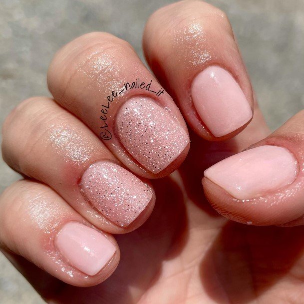 Aesthetic Short Pink Nail On Woman