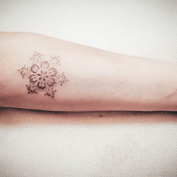 Aesthetic Snowflake Tattoo On Woman