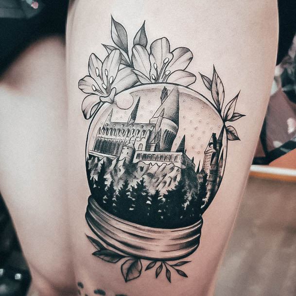 Aesthetic Snowglobe Tattoo On Woman