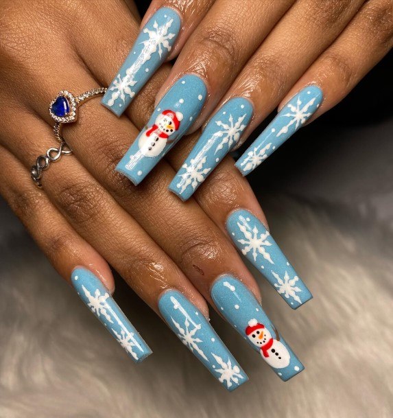 Aesthetic Snowman Nail On Woman