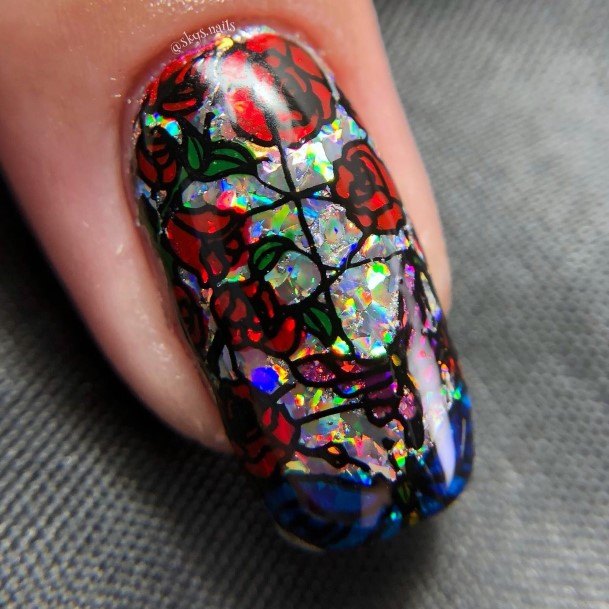 Aesthetic Stained Glass Nail On Woman