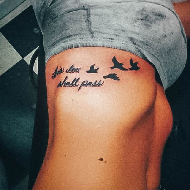 Aesthetic This Too Shall Pass Tattoo On Woman