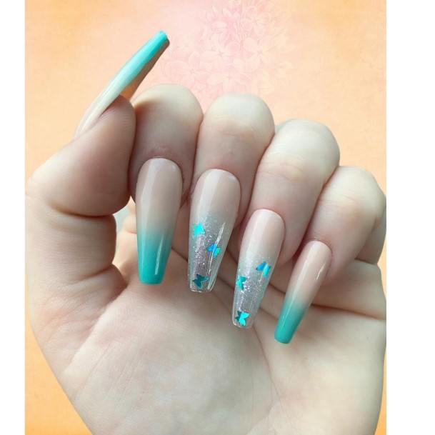 Aesthetic Turquoise Nail On Woman