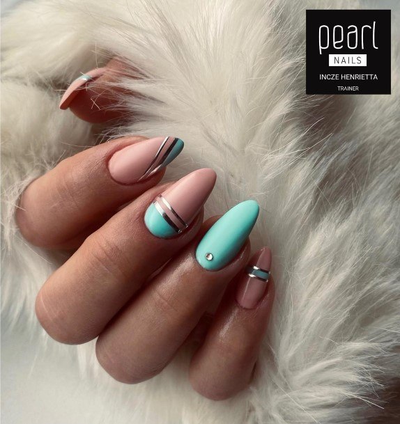 Aesthetic Turquoise Ombre Nail On Woman