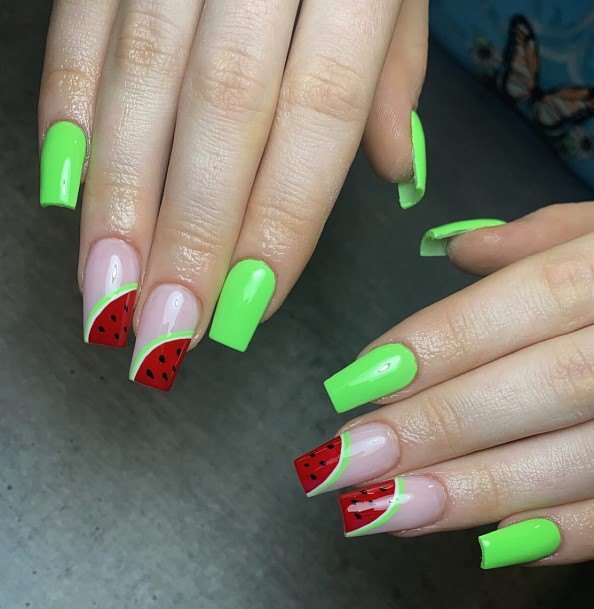 Aesthetic Watermelon Nail On Woman