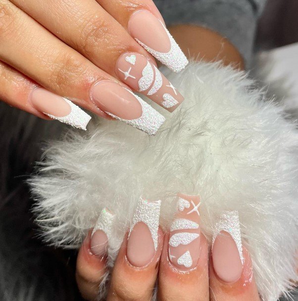 Aesthetic White French Tip Nail On Woman