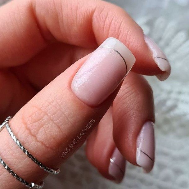 Aesthetic White Ombre Nail On Woman