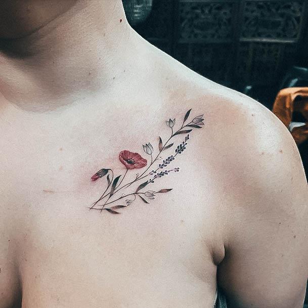 Aesthetic Wildflower Tattoo On Woman