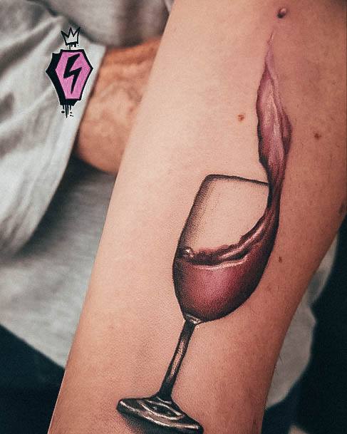 Aesthetic Wine Glass Tattoo On Woman