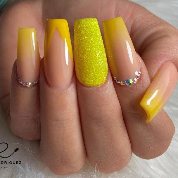 Aesthetic Yellow French Tip Nail On Woman