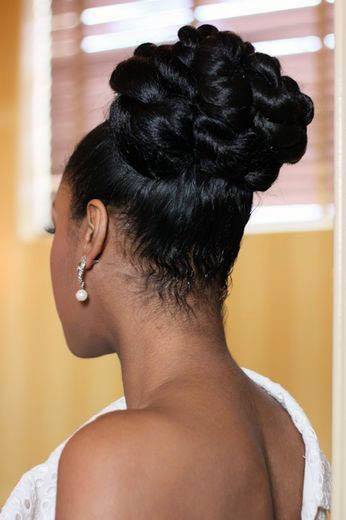 African American Black Hair With High Braided Formal Bouffant