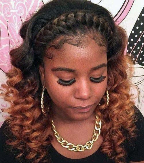 African American With Curly Hair And Tight Crown Braid