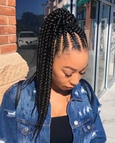 African American With High Ponytail Cornrows Updo Hairstyles For Women