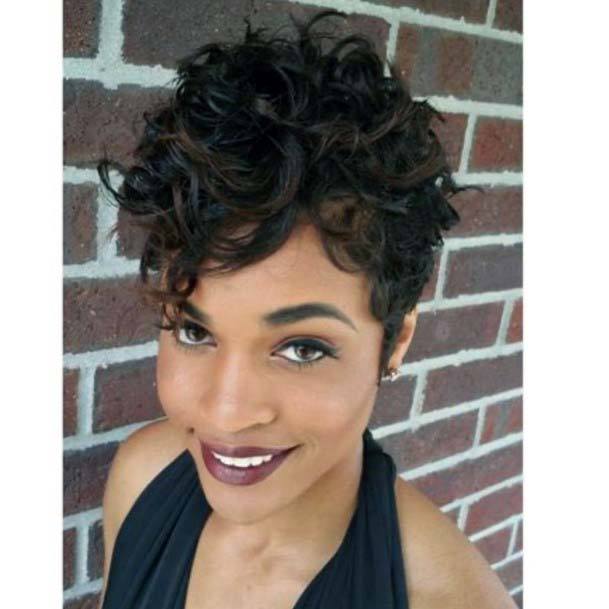 African American Women Short Brown Curly Hair Hairstyle For Spring