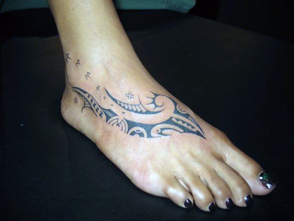 African Tribal Tattoo Womens Feet