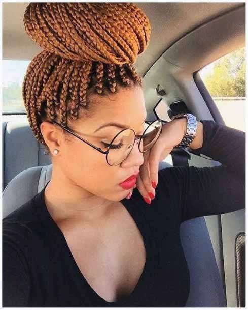 Afro Style Braided High Bun Hairstyle Women