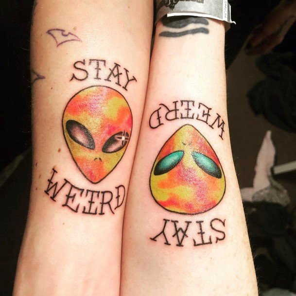 Alien Stay Weird Best Friend Tattoo Women