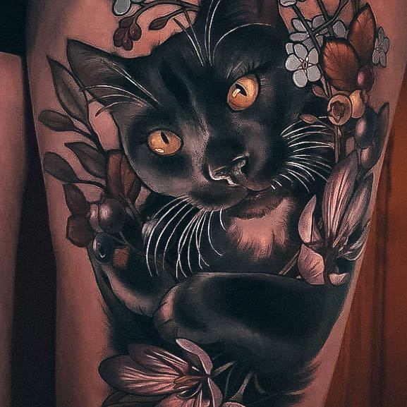 Top 100 Best Black Cat Tattoo Design For Women - Feline Ideas
