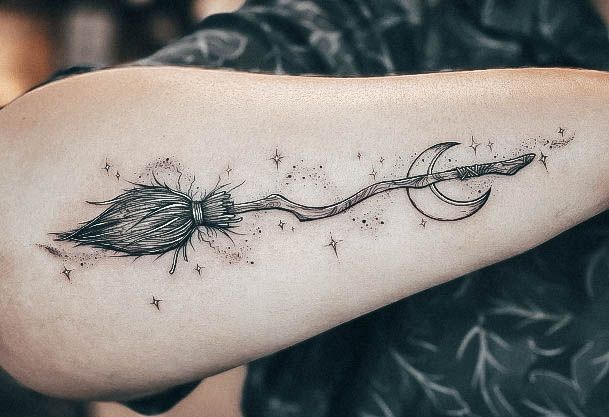 Alluring Ladies Broom Tattoo Ideas