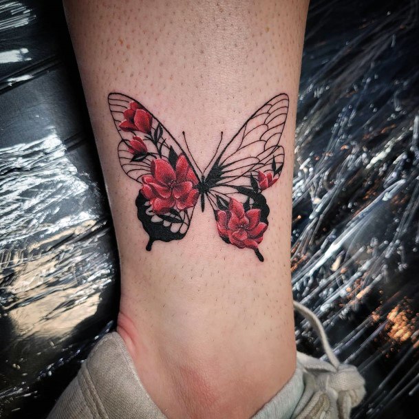 Alluring Ladies Butterfly Flower Tattoo Ideas