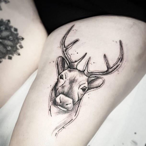 Alluring Ladies Caribou Reindeer Tattoo Ideas