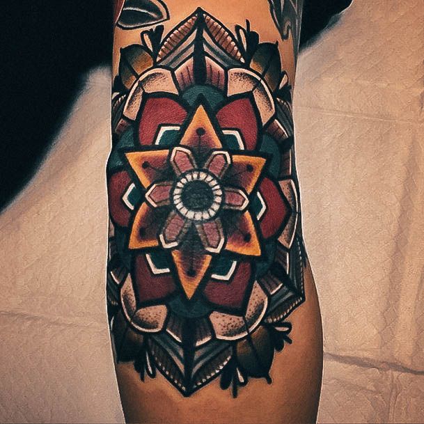 Alluring Ladies Elbow Tattoo Ideas Traditional Flower