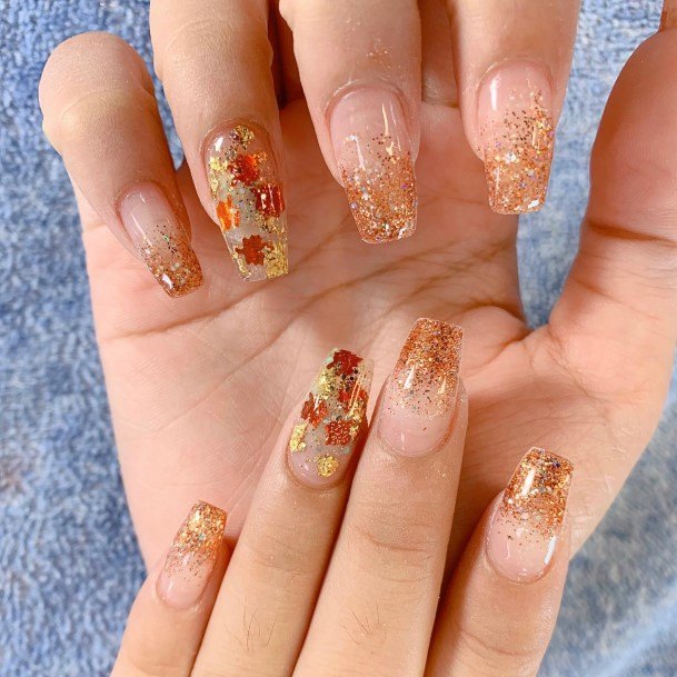 Alluring Ladies Fall Leaf Nail Ideas