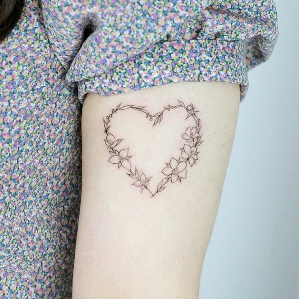 Flower And Heart Tattoo Design