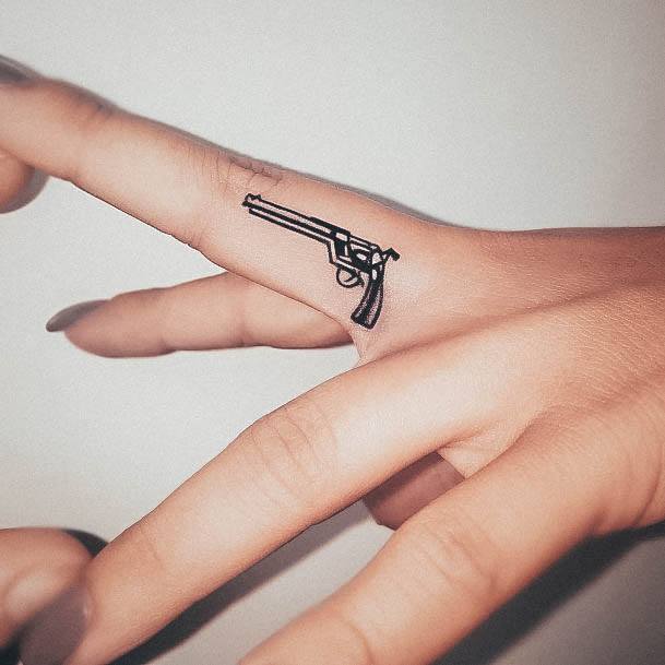 Alluring Ladies Gun Tattoo Ideas Finger Tiny