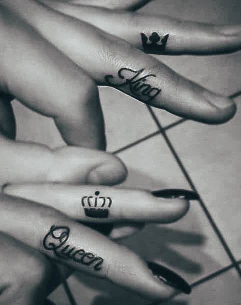 Alluring Ladies King And Queen Tattoo Ideas Inner Finger