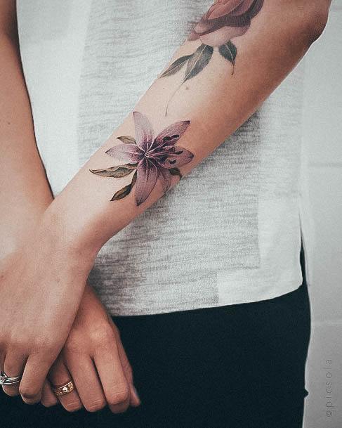 Alluring Ladies Lily Tattoo Ideas Outer Arm