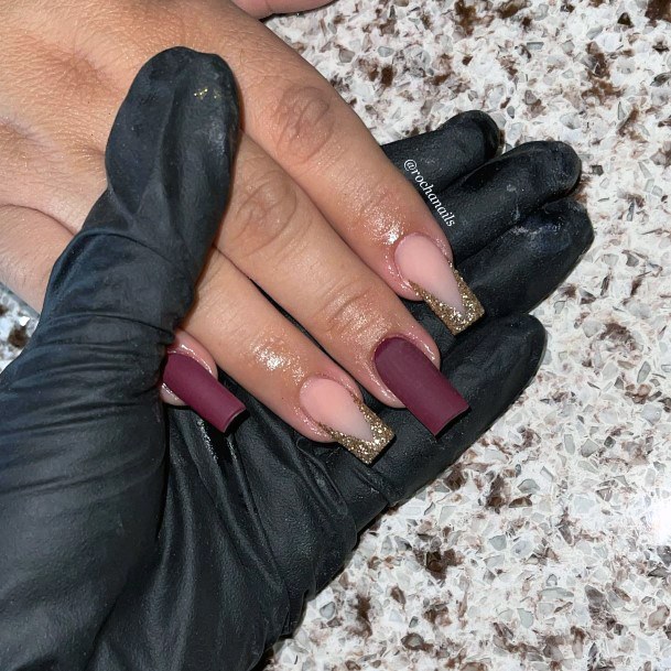 Alluring Ladies Matte Maroon Nail Ideas