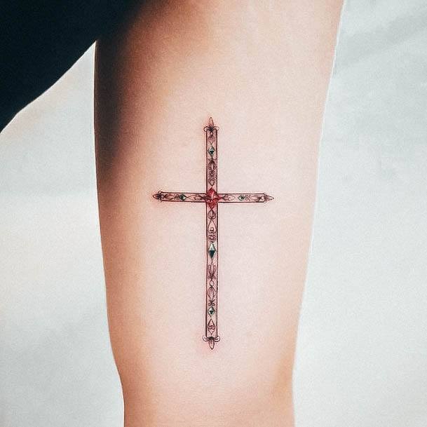 Alluring Ladies Meaningful Tattoo Ideas Cross Forearm