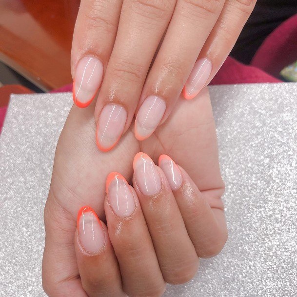 Alluring Ladies Orange French Tip Nail Ideas