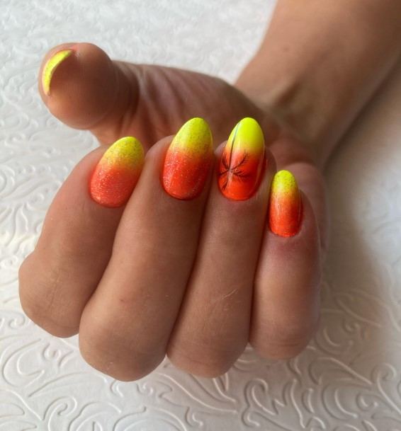 Alluring Ladies Orange Ombre Nail Ideas