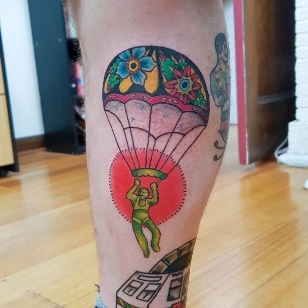 Alluring Ladies Parachute Skydiving Tattoo Ideas