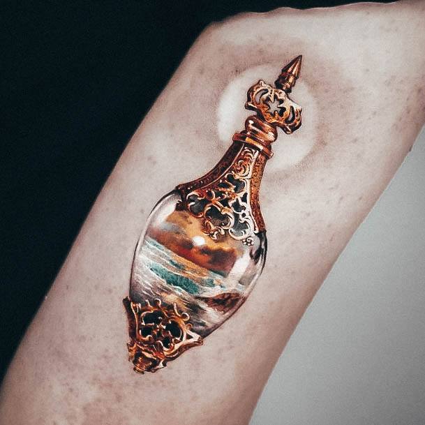 Alluring Ladies Perfume Tattoo Ideas