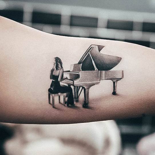 Alluring Ladies Piano Tattoo Ideas