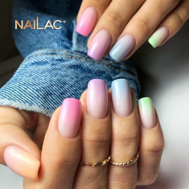 Alluring Ladies Pink And Blue Nail Ideas