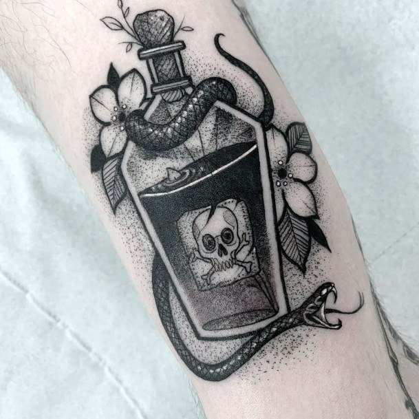 Alluring Ladies Poison Bottle Tattoo Ideas