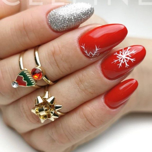 Alluring Ladies Red And Grey Nail Ideas