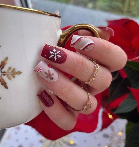 Alluring Ladies Red And Nude Nail Ideas