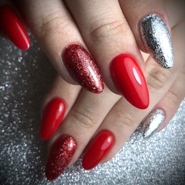 Alluring Ladies Red And Silver Nail Ideas