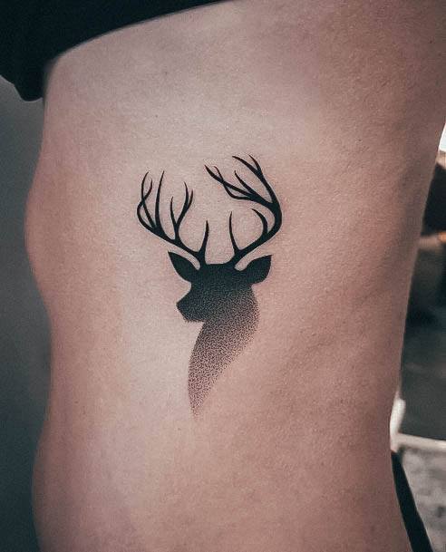 Alluring Ladies Rib Tattoo Ideas Dotwork Deer